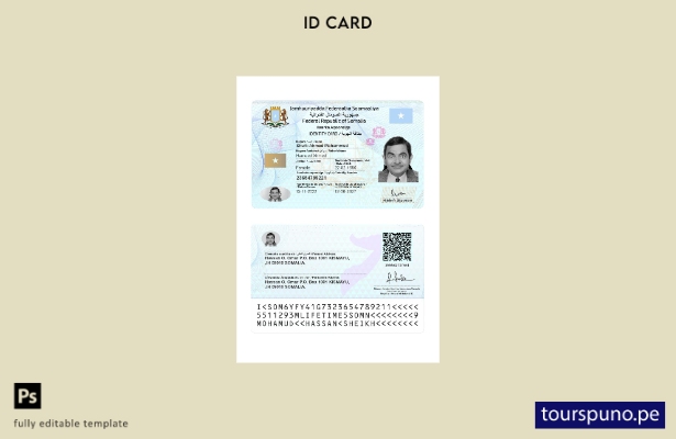 Listo para imprimir la plantilla actual de tarjeta de identificación de Somalia